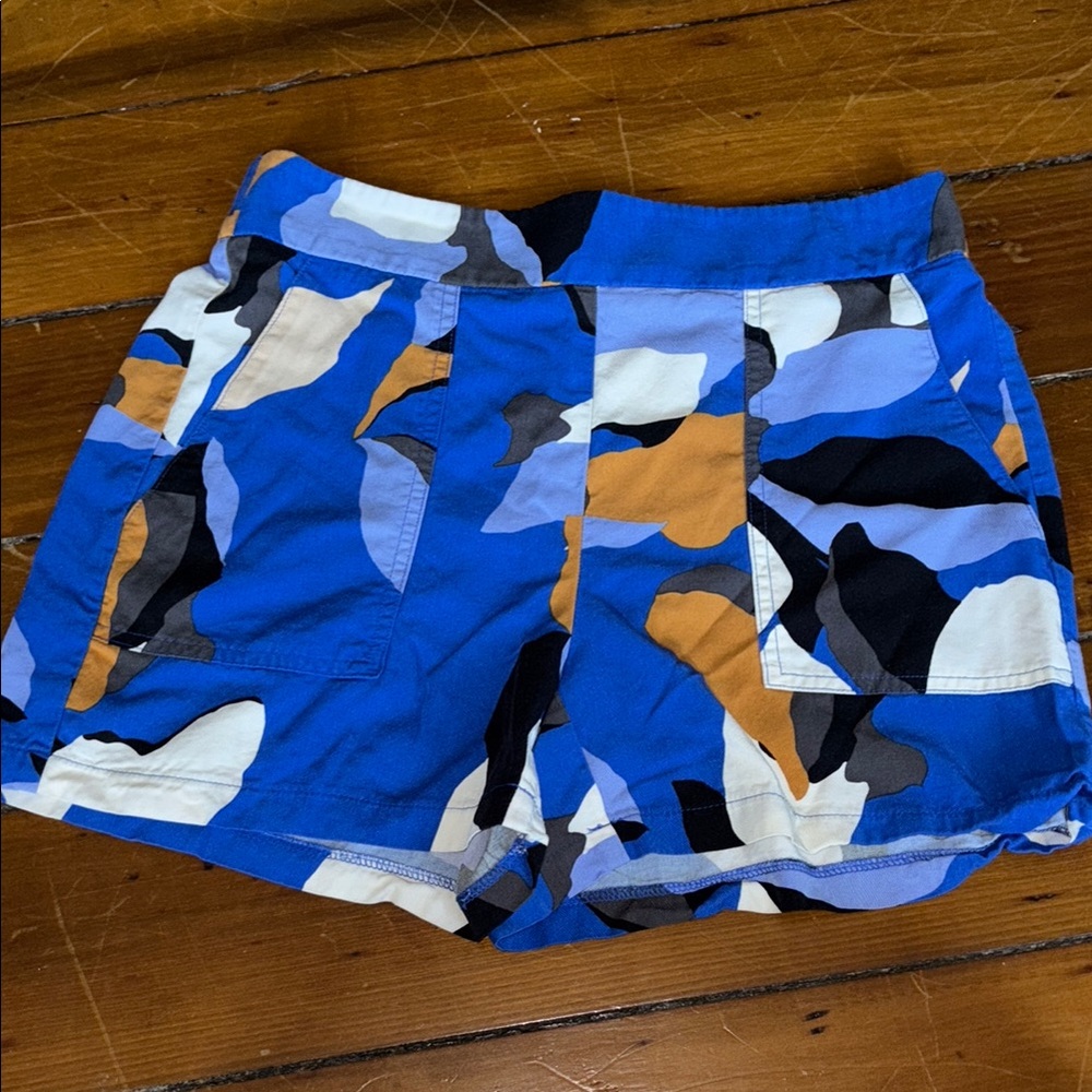 Nine West High Waist Camouflage Shorts - Blue and Brown
